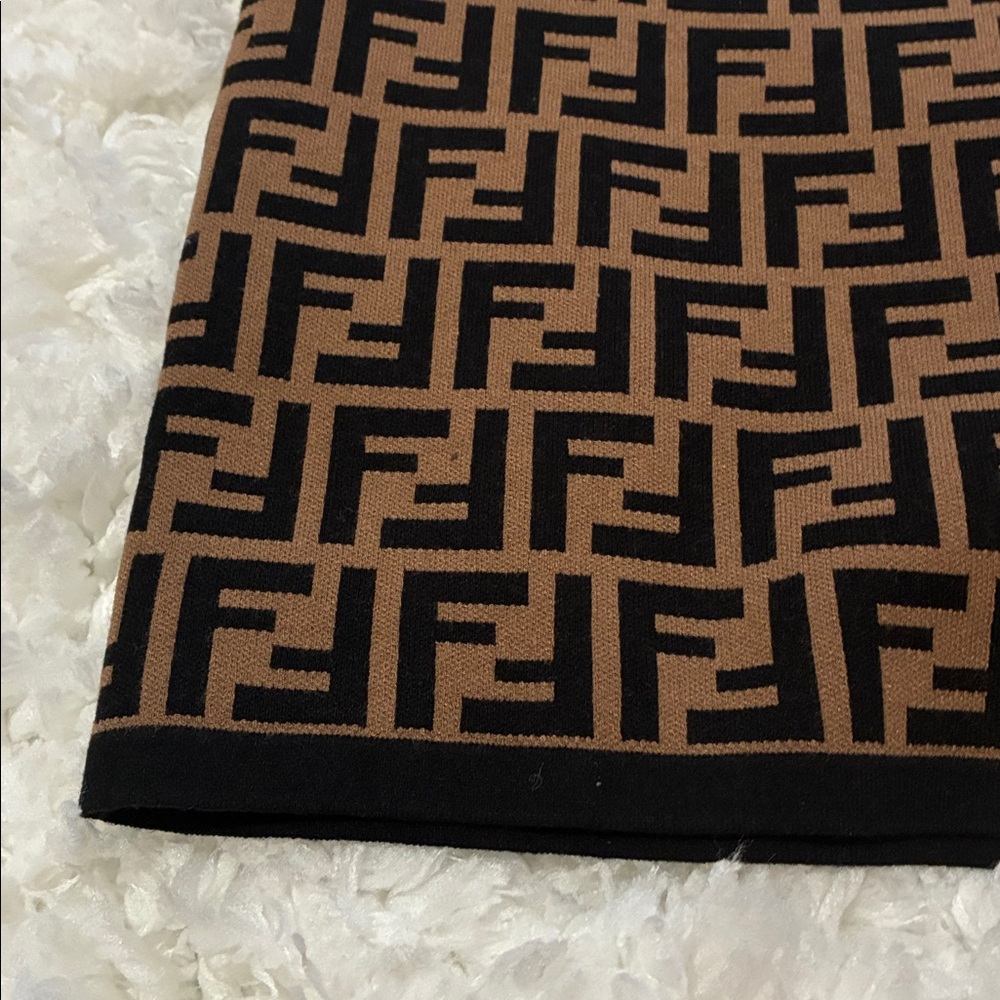 Fendi Brown & Black FF Logo Knit Pencil Skirt - Picture 5 of 9